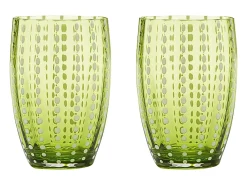 Vaso^Zafferano Perle Glass colores mezclados 2 - Vidrio coloreado soplado, 32 cl, hecho a mano - Juego de 6 vasos artesanales para agua o cócteles Multicolor