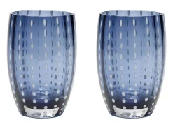 Vaso^Zafferano Perle Glass colores mezclados 2 - Vidrio coloreado soplado, 32 cl, hecho a mano - Juego de 6 vasos artesanales para agua o cócteles Multicolor