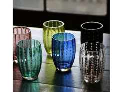 Vaso^Zafferano Perle Green Glass - Vidrio soplado a boca de color, 32 cl, hecho a mano - Juego de 2 vasos artesanales para agua o cócteles Verde