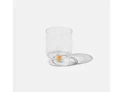 Online Zafferano Teca Frutta - Juego de 6 Vasos de Vidrio Borosilicato con Pera - Vaso de 35 cl con Doble Fondo Decorado a Mano, Fácilmente Lavable Transparente