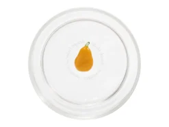 Online Zafferano Teca Frutta - Juego de 6 Vasos de Vidrio Borosilicato con Pera - Vaso de 35 cl con Doble Fondo Decorado a Mano, Fácilmente Lavable Transparente