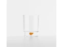Online Zafferano Teca Frutta - Juego de 6 Vasos de Vidrio Borosilicato con Pera - Vaso de 35 cl con Doble Fondo Decorado a Mano, Fácilmente Lavable Transparente