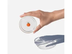 Vaso^Zafferano Teca Frutta - Juego de 6 Vasos de Vidrio Borosilicato con Naranja - Vaso de 35 cl Doble Fondo Decorado a Mano, Fácilmente Lavable Transparente
