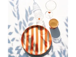 Vaso^Zafferano Teca Frutta - Juego de 6 Vasos de Vidrio Borosilicato con Naranja - Vaso de 35 cl Doble Fondo Decorado a Mano, Fácilmente Lavable Transparente