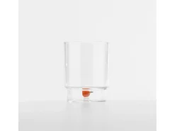 Vaso^Zafferano Teca Frutta - Juego de 6 Vasos de Vidrio Borosilicato con Naranja - Vaso de 35 cl Doble Fondo Decorado a Mano, Fácilmente Lavable Transparente
