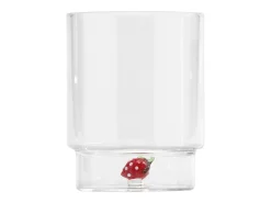 Zafferano Teca Frutta Mix - Juego de 6 Vasos de Vidrio Borosilicato con Fruta - Vaso de 35 cl con Doble Fondo Decorado a Mano, Fácilmente Lavable Transparente