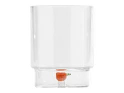 Zafferano Teca Frutta Mix - Juego de 6 Vasos de Vidrio Borosilicato con Fruta - Vaso de 35 cl con Doble Fondo Decorado a Mano, Fácilmente Lavable Transparente