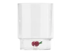 Zafferano Teca Frutta Mix - Juego de 6 Vasos de Vidrio Borosilicato con Fruta - Vaso de 35 cl con Doble Fondo Decorado a Mano, Fácilmente Lavable Transparente